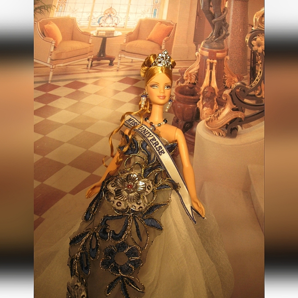 New OOAK Fashionable Barbie Doll in Gown Crown & Jewelry